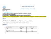 Tarif cantine et garderie 2024-2025