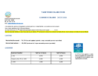 Tarif cantine et garderie 2025-2026