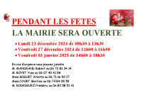 Horaires mairie Noël 2024