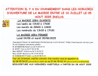 Ouverture de la mairie pendant l’été
