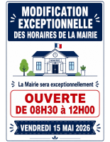 Ouverture mairie 15 mai 2026